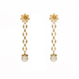 Floral Cascade Pearl Drop Earrings