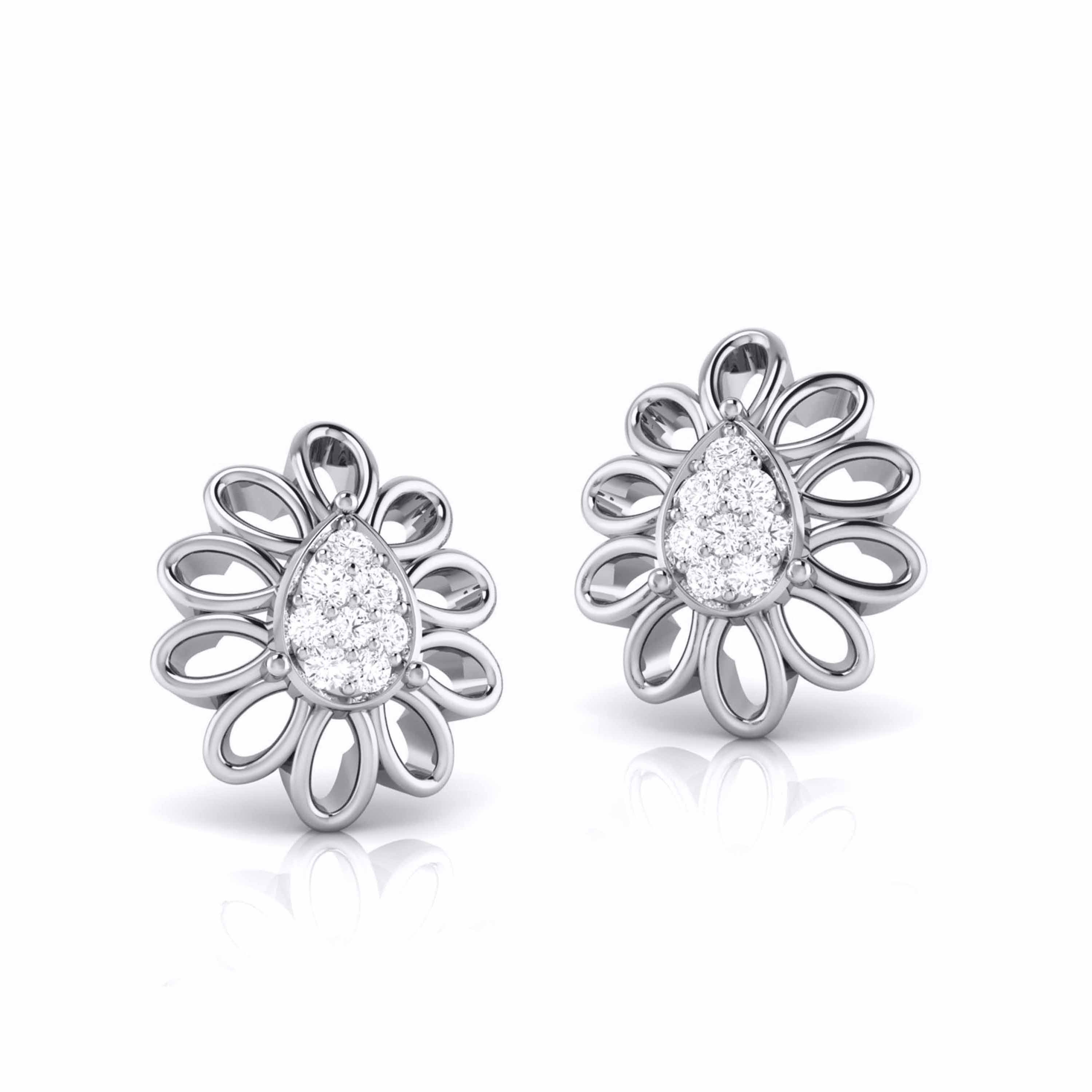 Floral Sparkle Stud Earrings (with Screw)