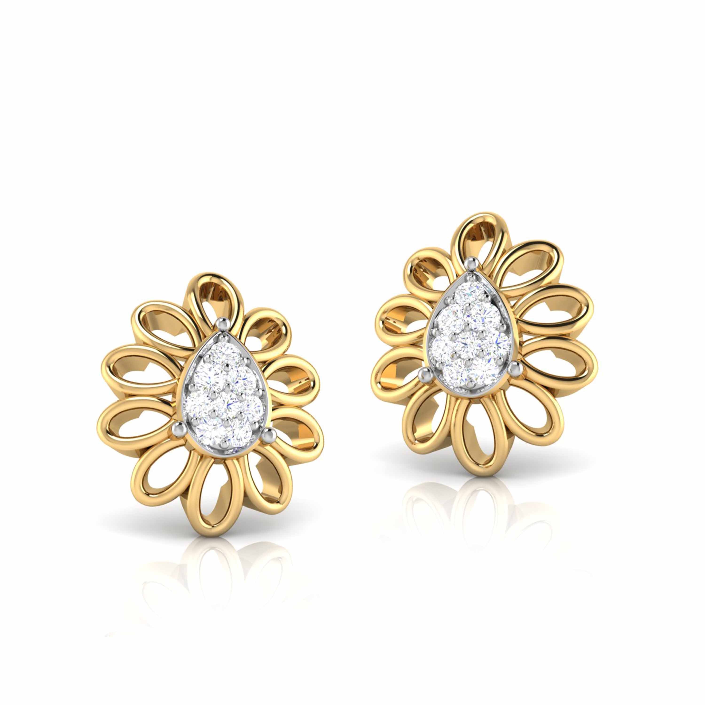 Floral Sparkle Stud Earrings (with Screw)