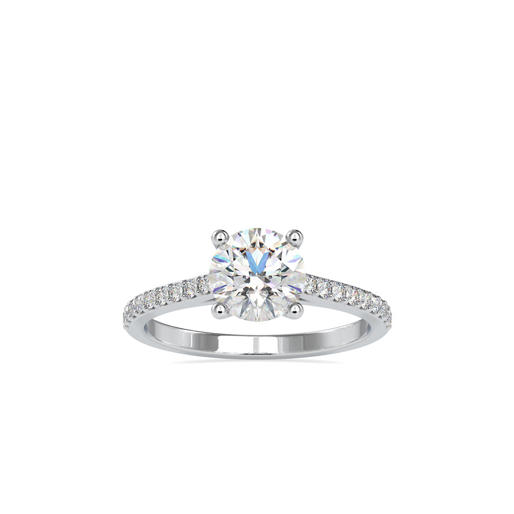 Solitaire Diamond Pave Ring