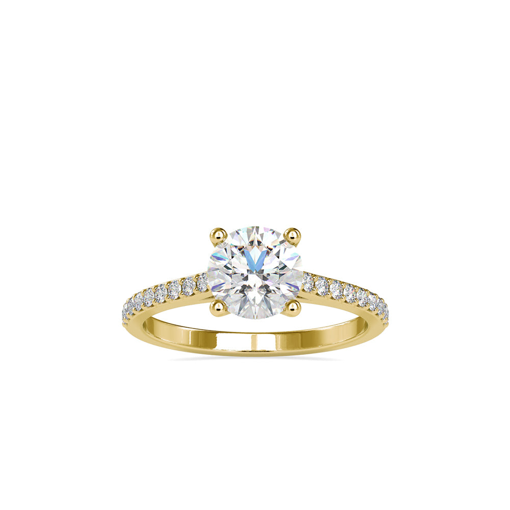 Solitaire Diamond Pave Ring