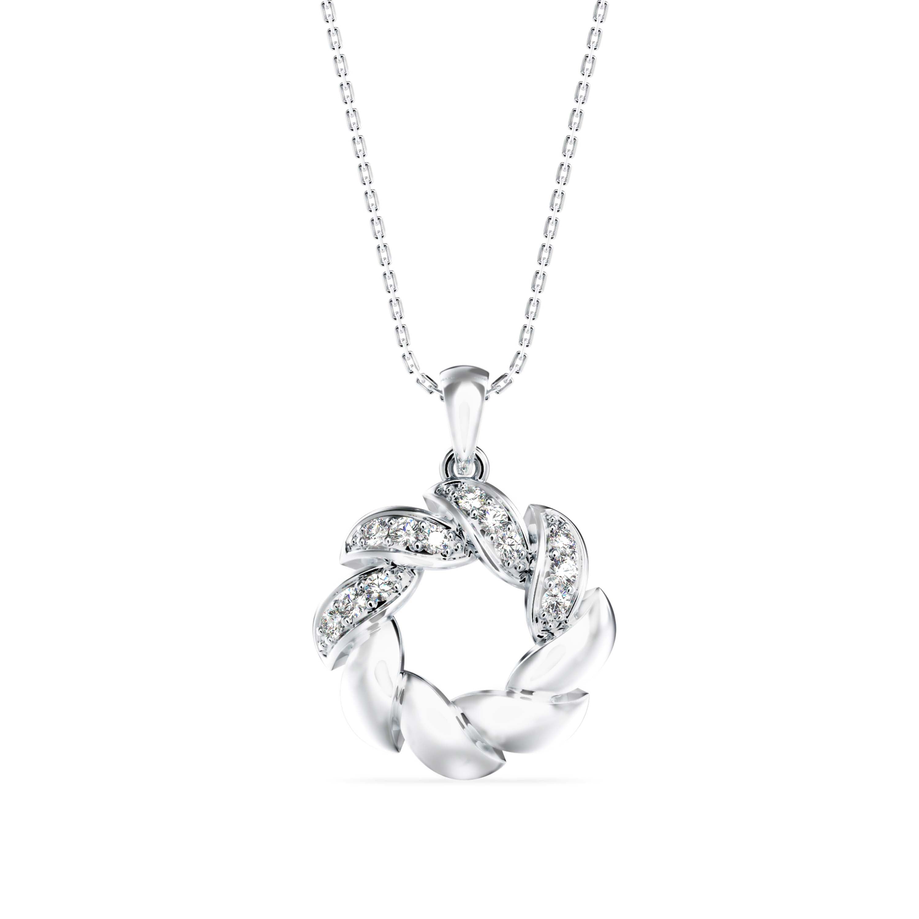 Crystal Wreath Pendant with Leaf Motif