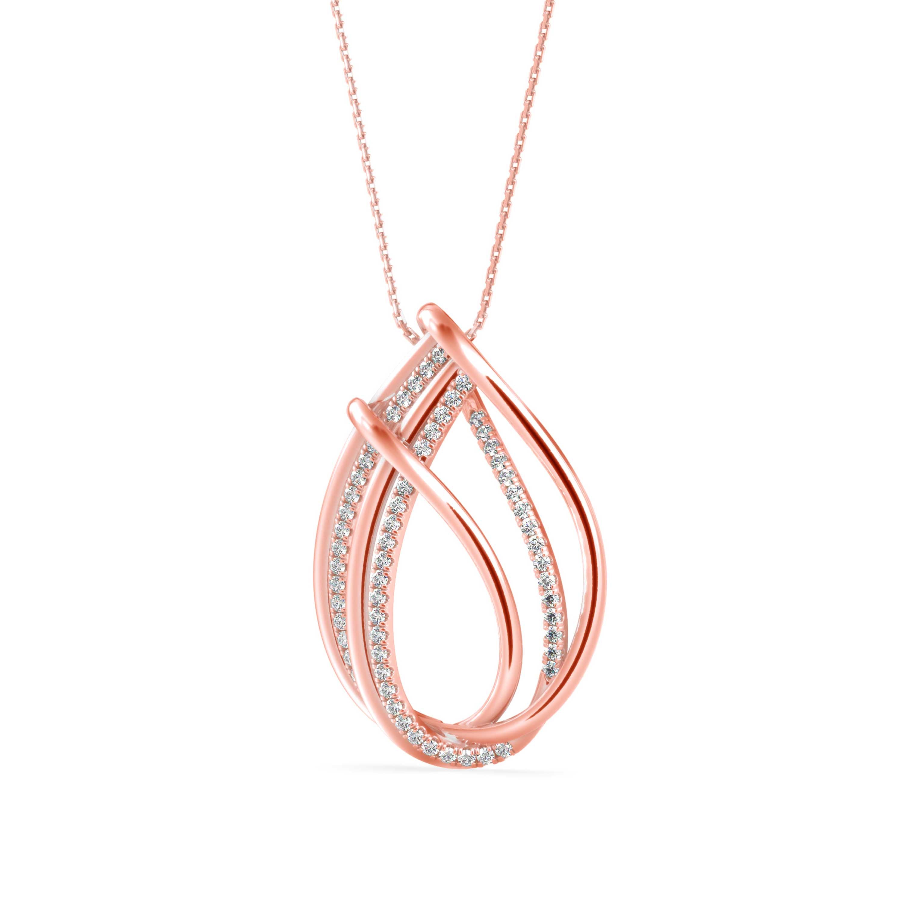 Elegant Teardrop Pendant with Crisscross Crystal Accents