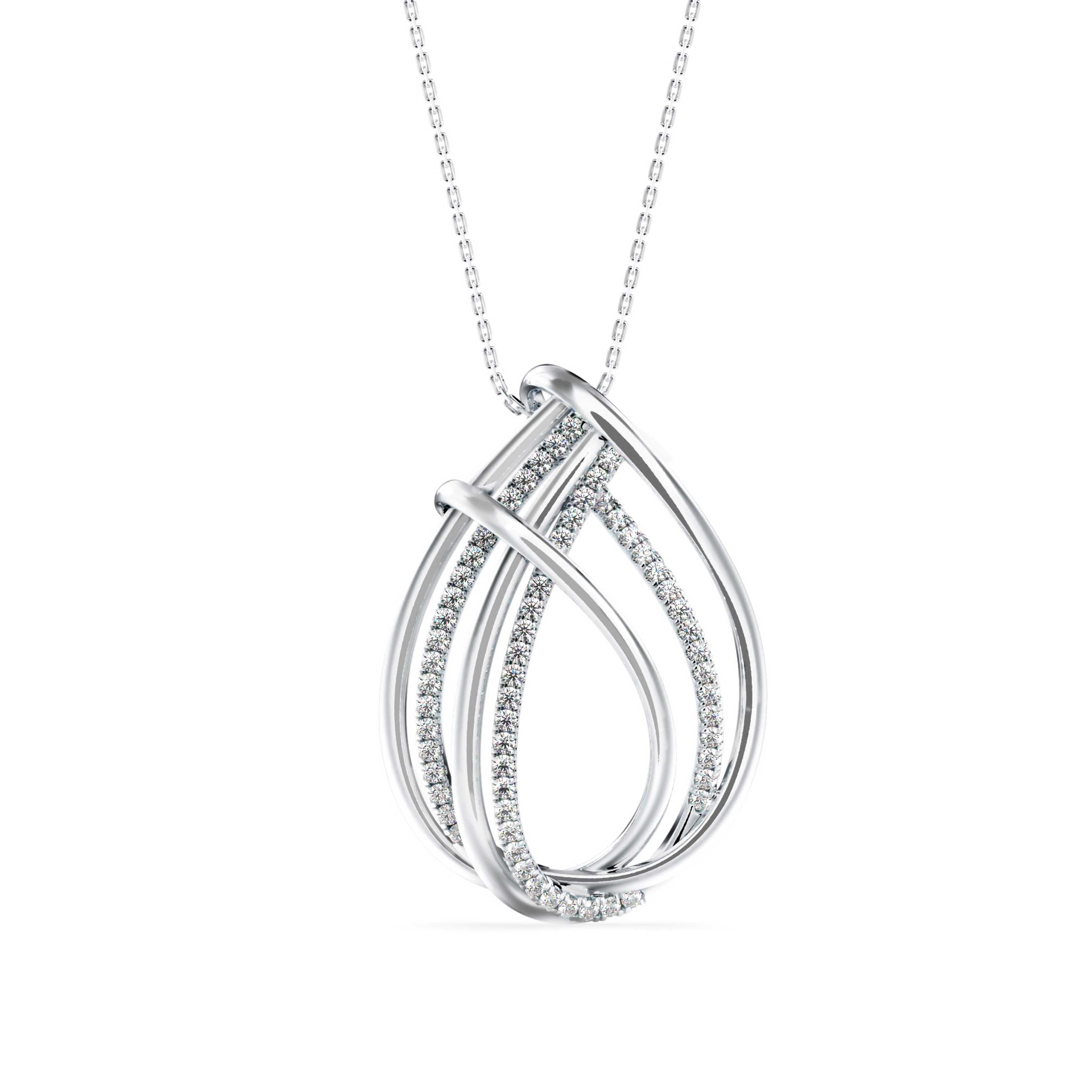 Elegant Teardrop Pendant with Crisscross Crystal Accents