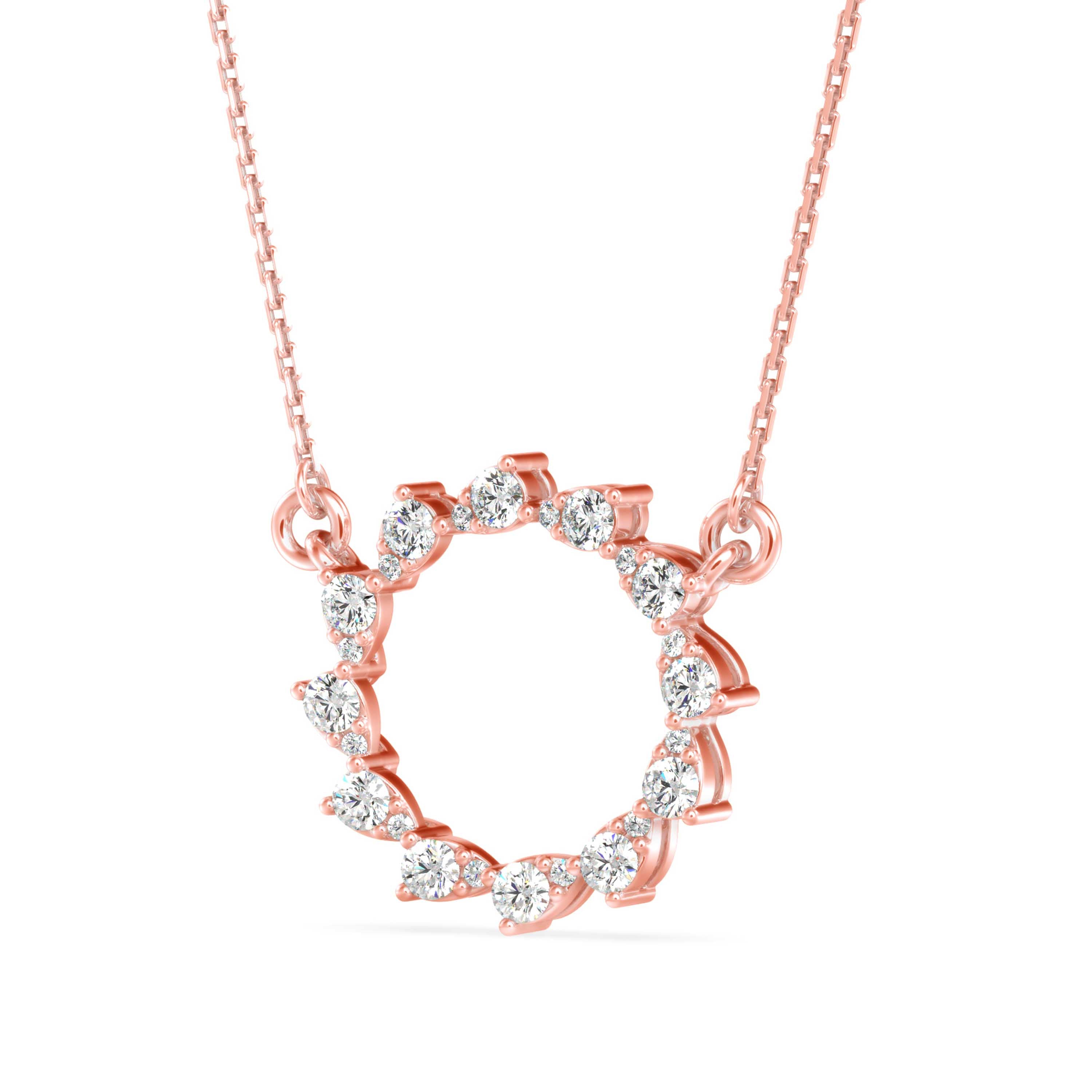 Sparkling Crystal Circle Necklace with Teardrop Accents