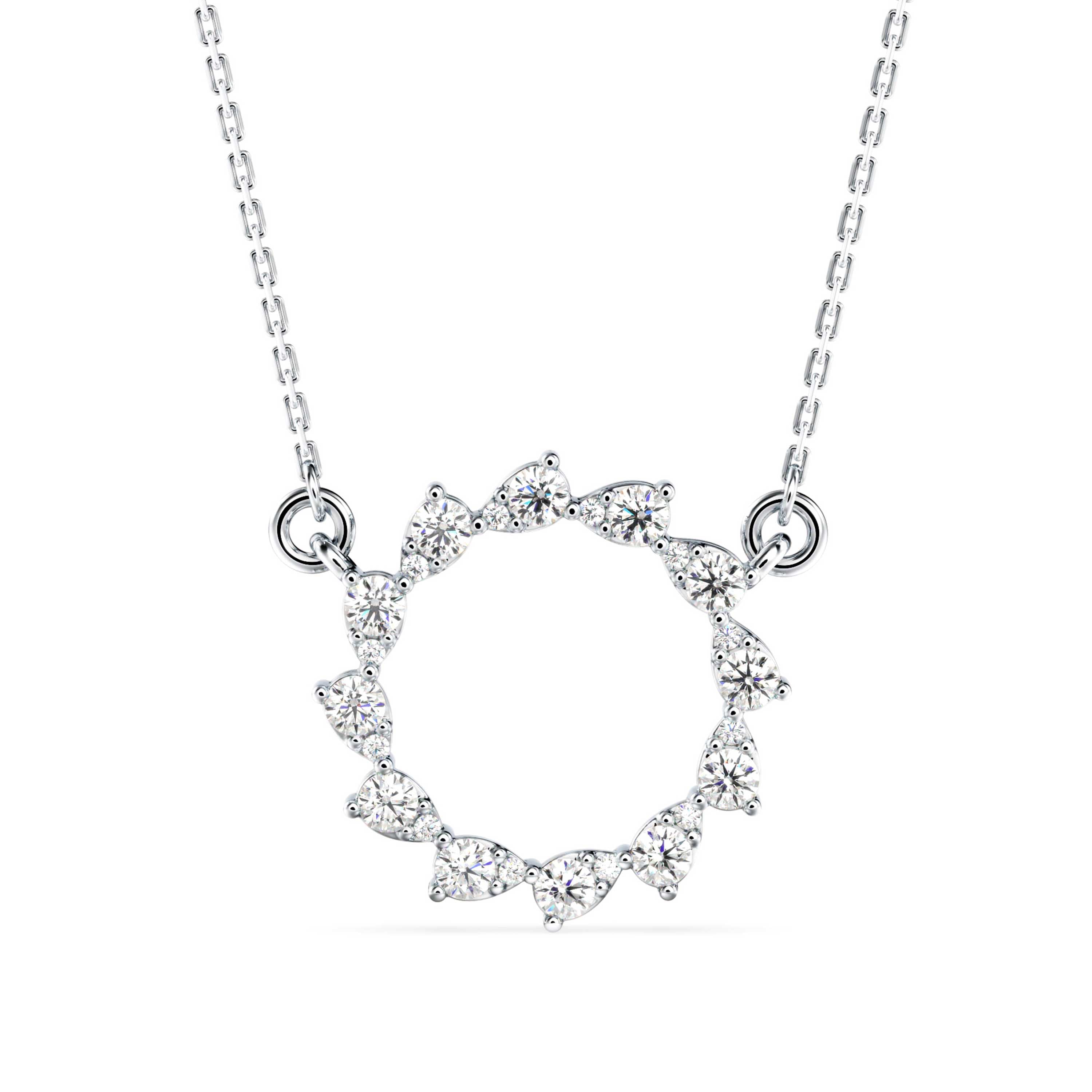 Sparkling Crystal Circle Necklace with Teardrop Accents