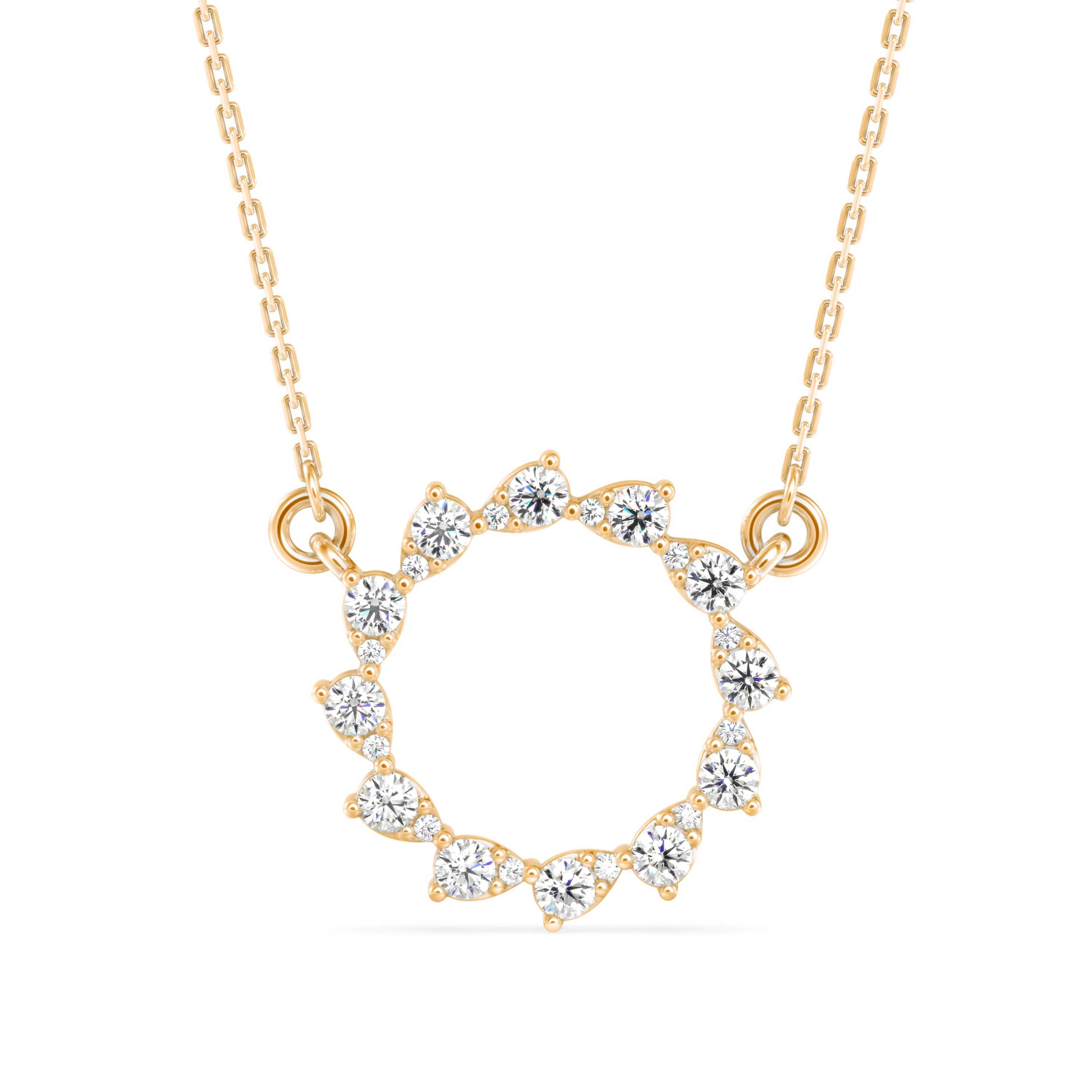 Sparkling Crystal Circle Necklace with Teardrop Accents