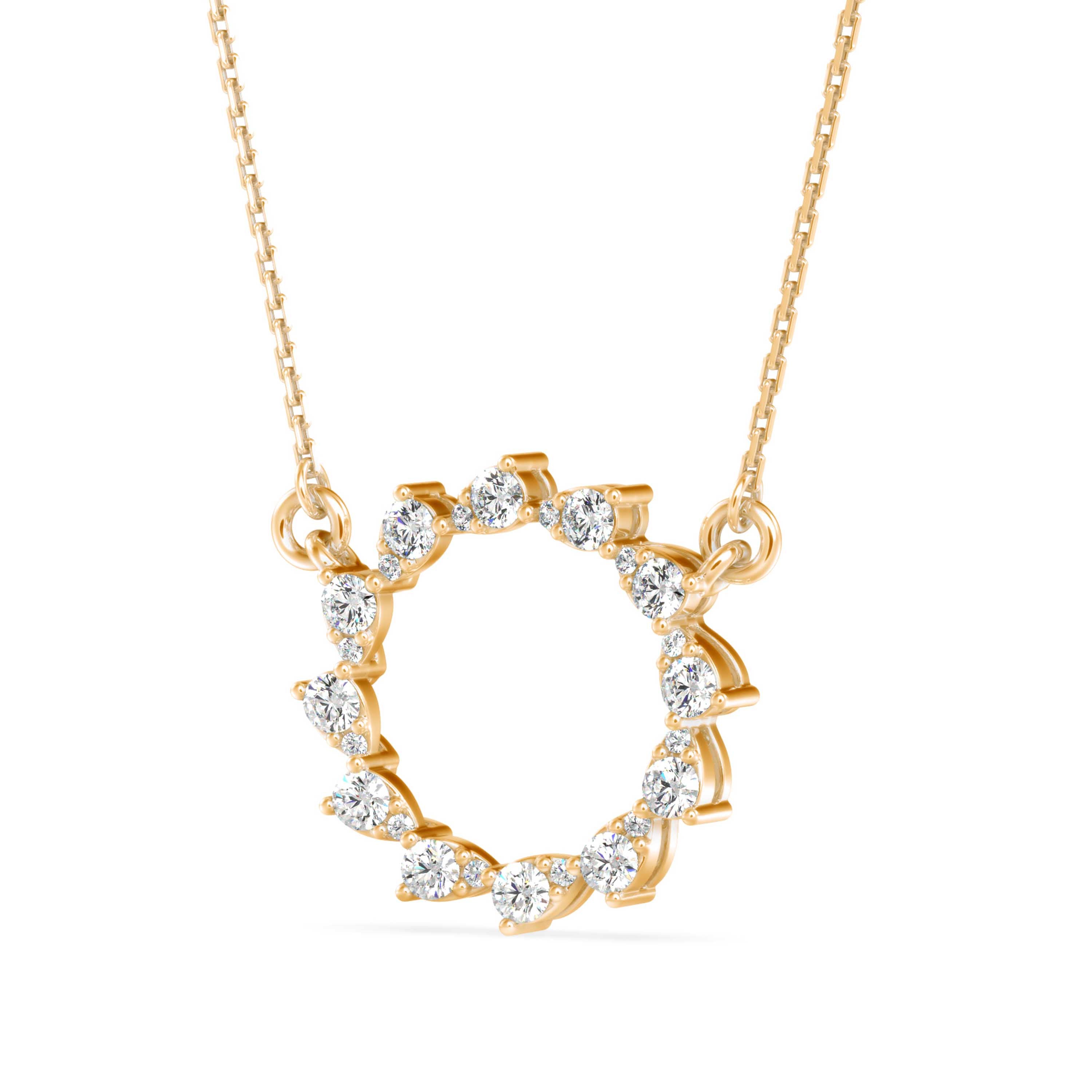 Sparkling Crystal Circle Necklace with Teardrop Accents