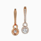 Halo Circle Drop Diamond Earrings (with Screw)