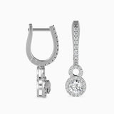 Halo Circle Drop Diamond Earrings (with Screw)