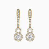 Halo Circle Drop Diamond Earrings (with Screw)