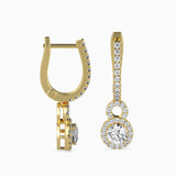 Halo Circle Drop Diamond Earrings (with Screw)