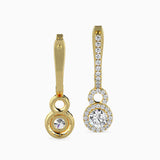 Halo Circle Drop Diamond Earrings (with Screw)