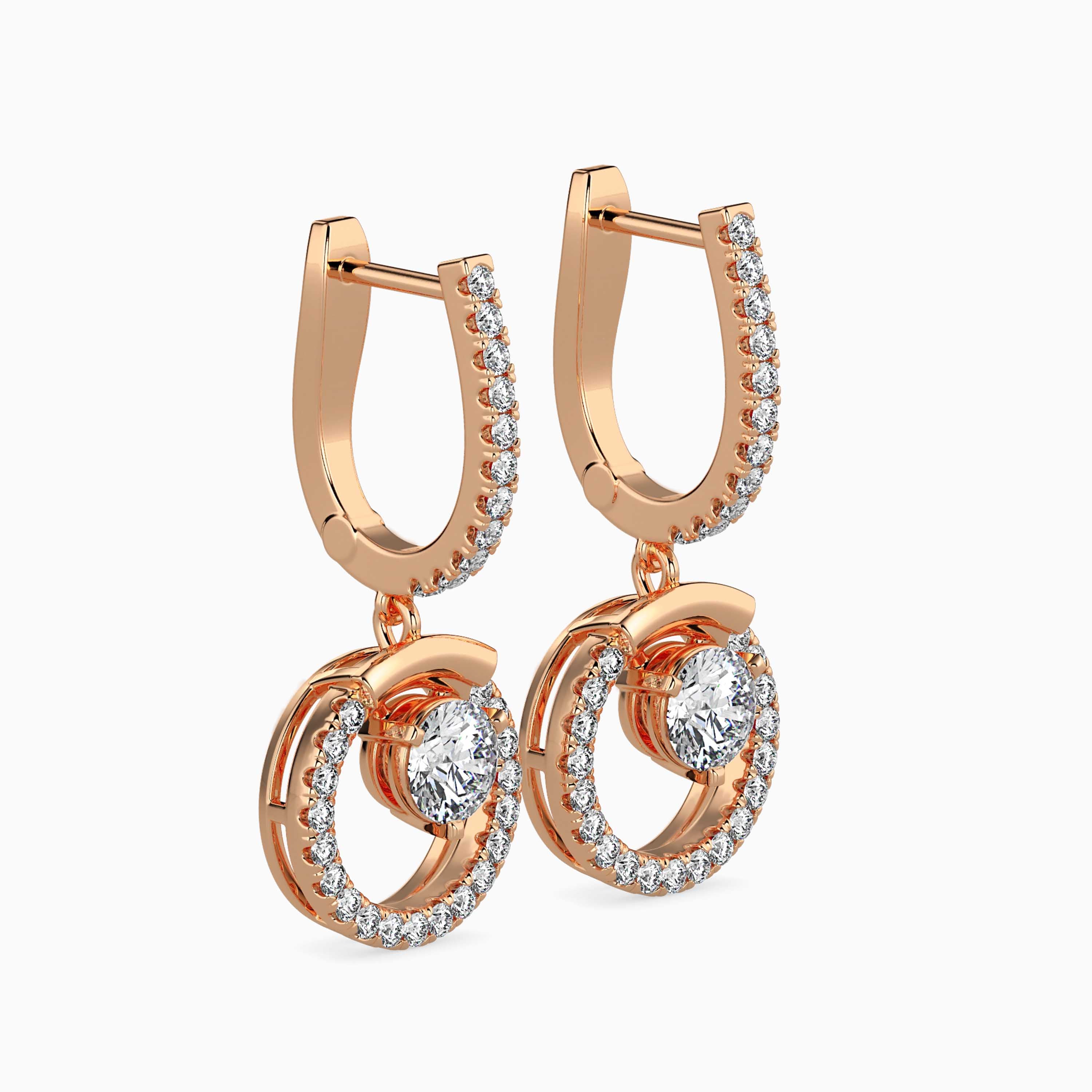 Floating Diamond Circle Drop Earrings (with Screw)