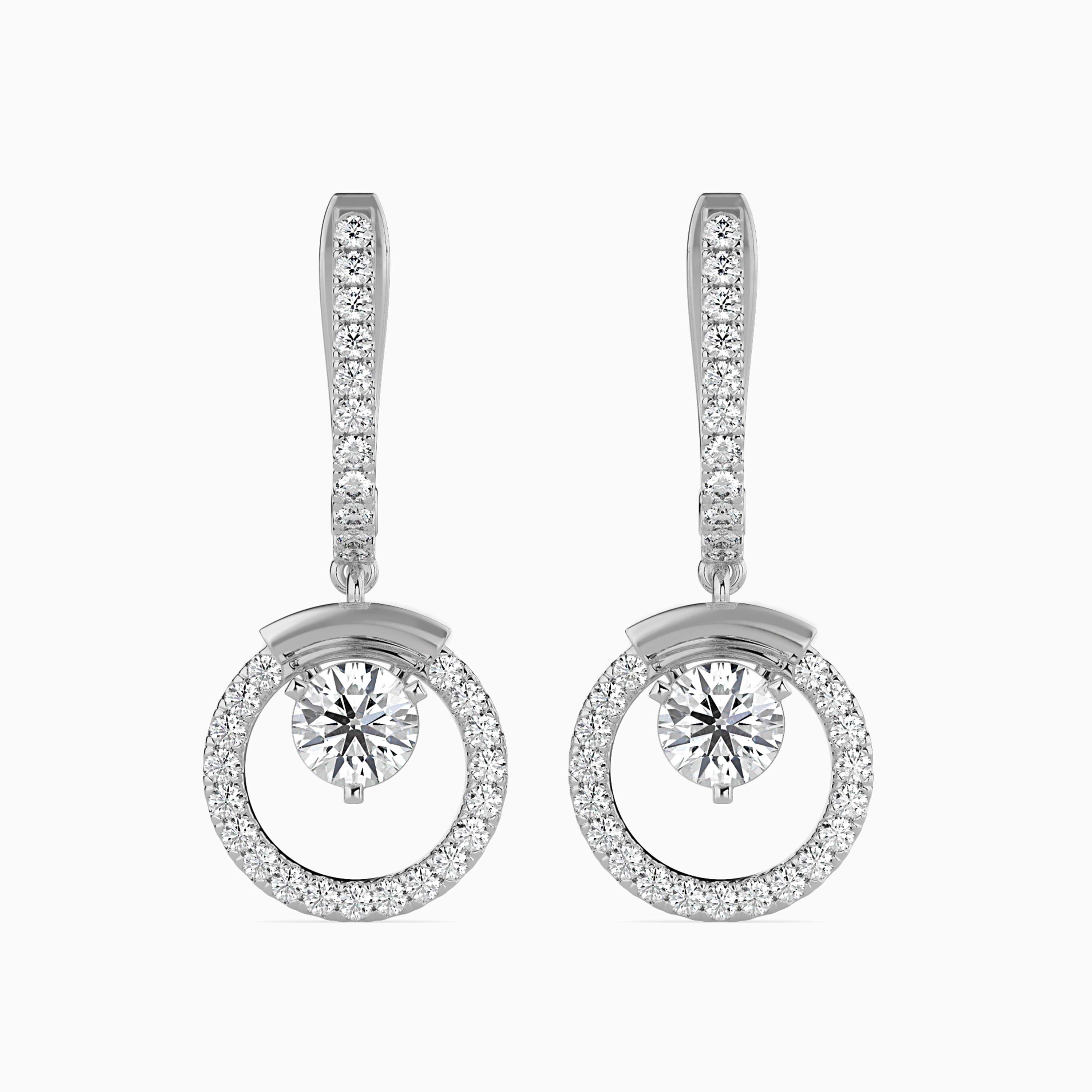 Floating Diamond Circle Drop Earrings (with Screw)