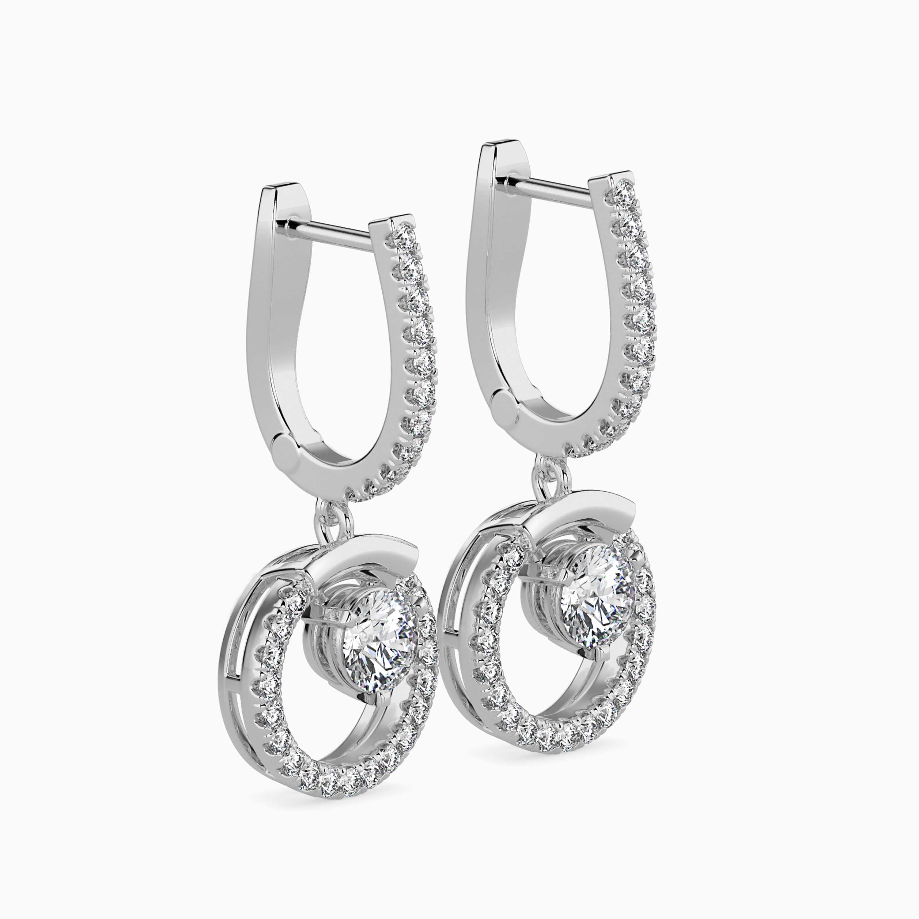 Floating Diamond Circle Drop Earrings (with Screw)