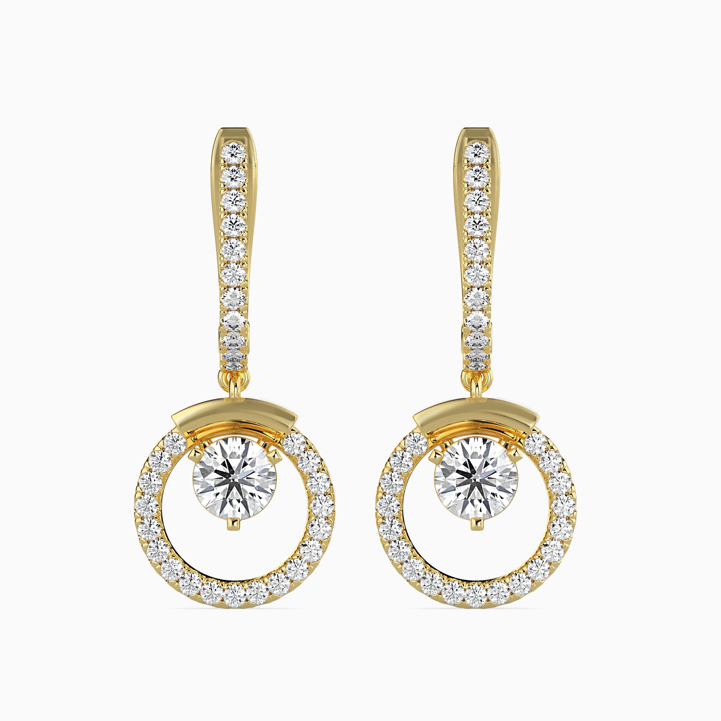 Floating Diamond Circle Drop Earrings (with Screw)