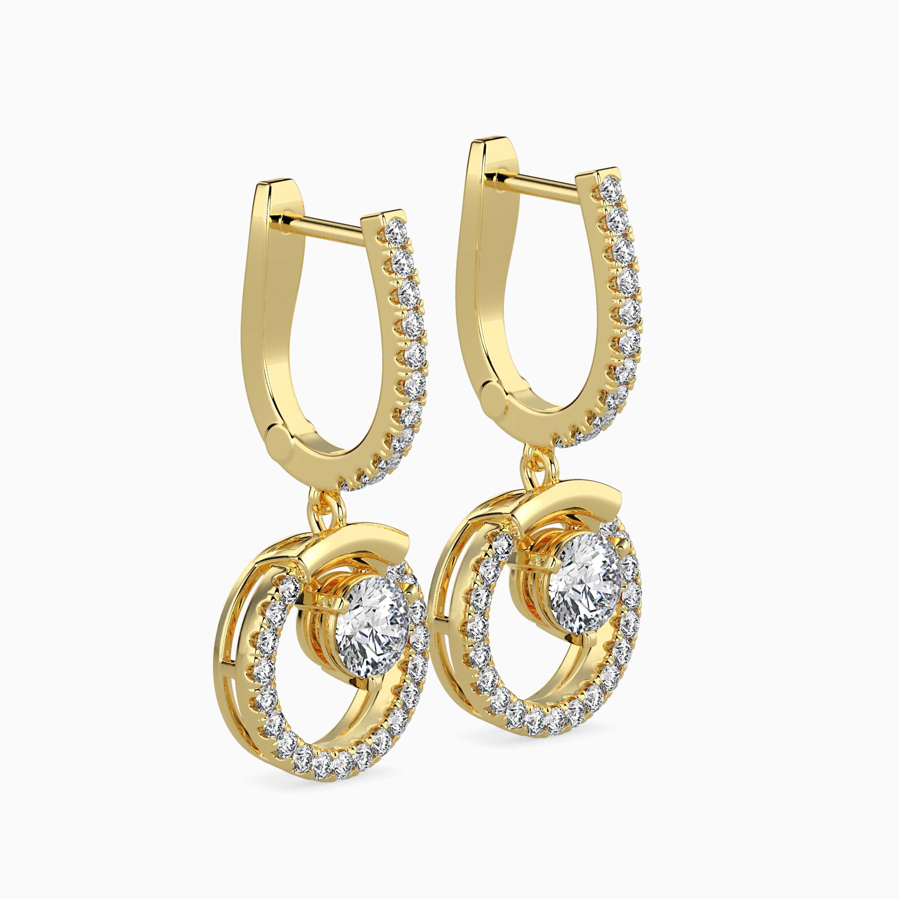 Floating Diamond Circle Drop Earrings (with Screw)