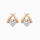 Criss-Cross Diamond Stud Earrings (with Screw)