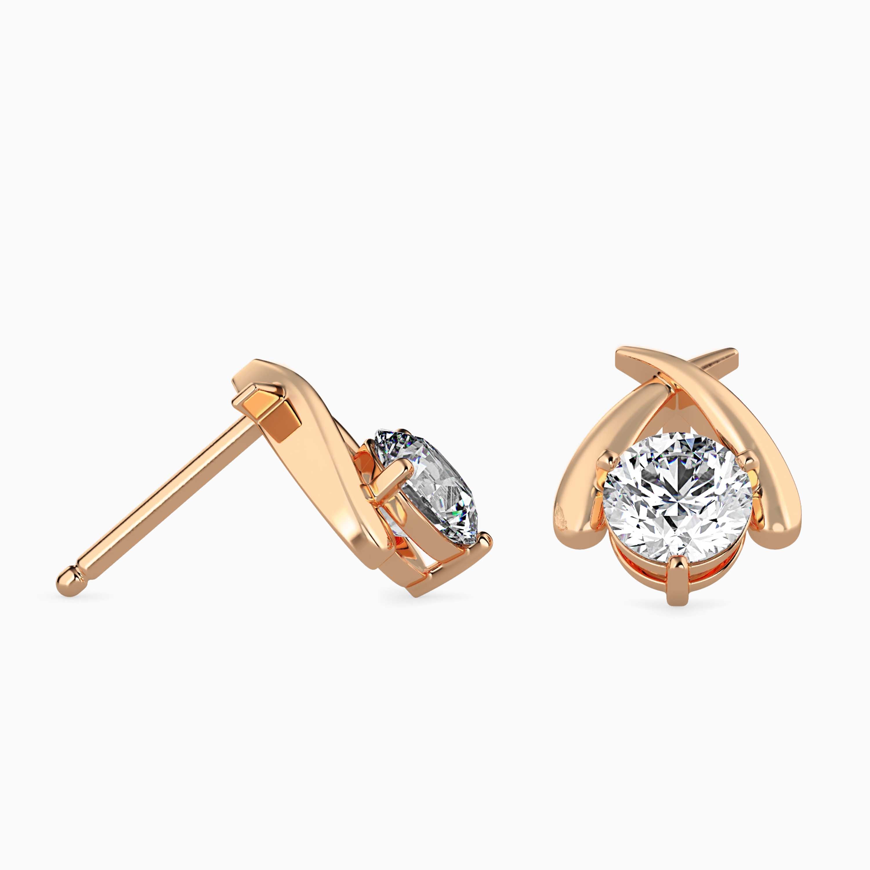 Criss-Cross Diamond Stud Earrings (with Screw)