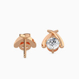 Criss-Cross Diamond Stud Earrings (with Screw)