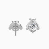 Criss-Cross Diamond Stud Earrings (with Screw)