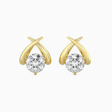 Criss-Cross Diamond Stud Earrings (with Screw)