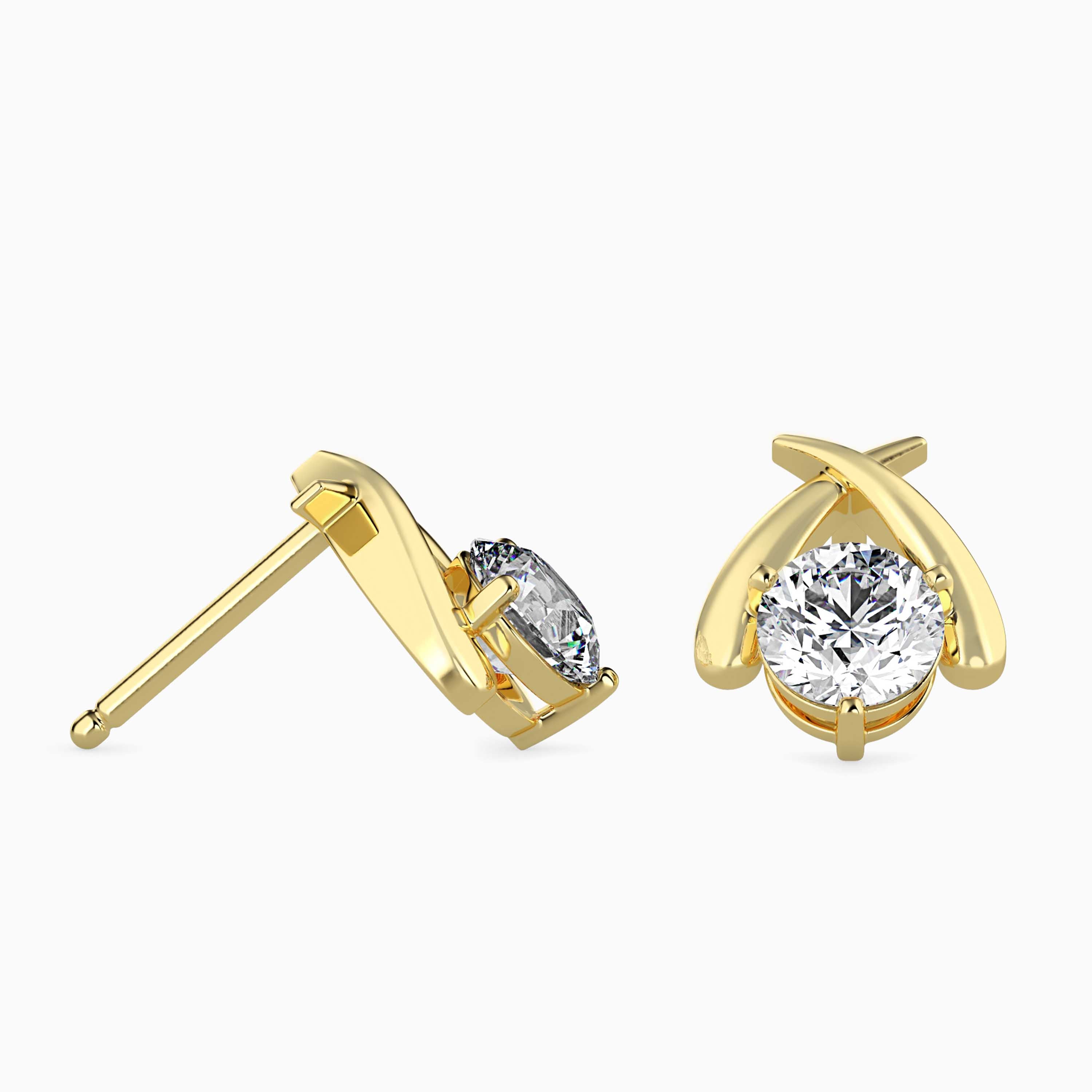 Criss-Cross Diamond Stud Earrings (with Screw)