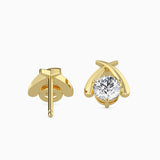 Criss-Cross Diamond Stud Earrings (with Screw)