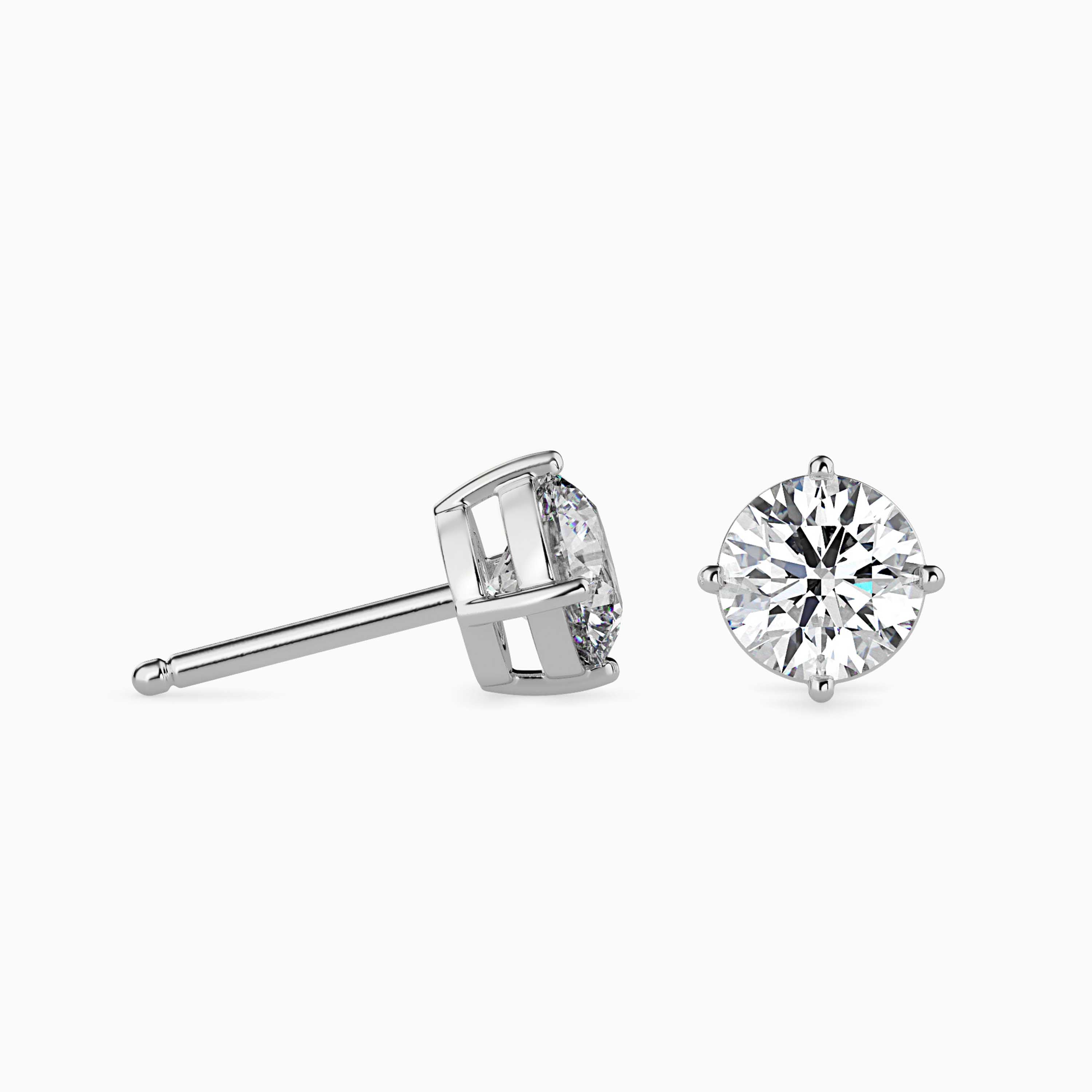 Classic Solitaire Diamond Stud Earrings (with Screw)