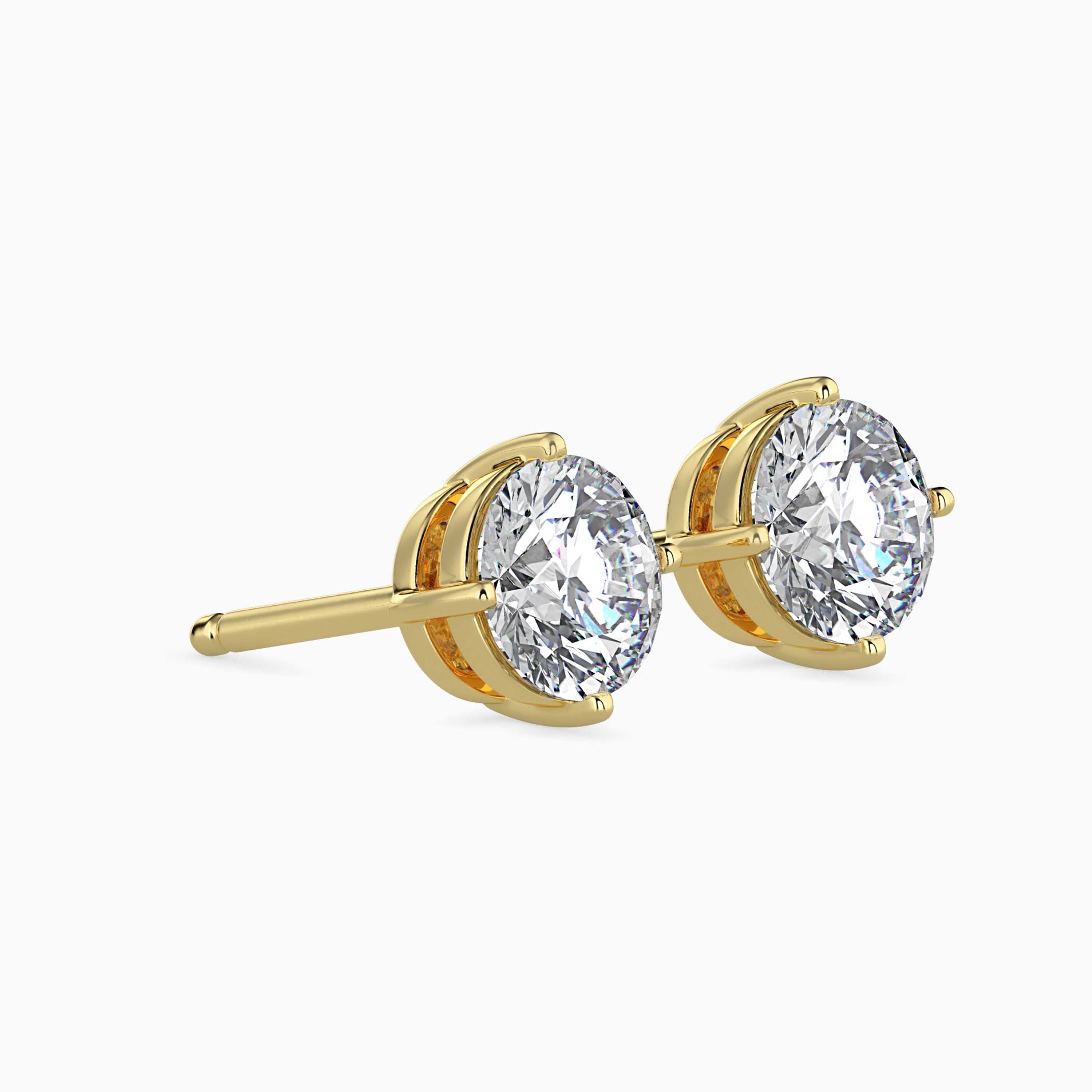 Classic Solitaire Diamond Stud Earrings (with Screw)