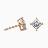 Princess Cut Diamond Stud Earrings (with Screw)