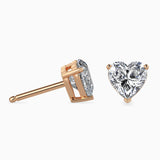 Heart-Shaped Solitaire Stud Earrings (with Screw)