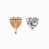 Heart-Shaped Solitaire Stud Earrings (with Screw)