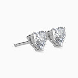 Heart-Shaped Solitaire Stud Earrings (with Screw)