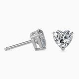 Heart-Shaped Solitaire Stud Earrings (with Screw)