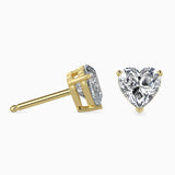 Heart-Shaped Solitaire Stud Earrings (with Screw)