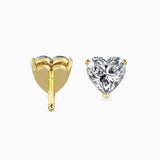 Heart-Shaped Solitaire Stud Earrings (with Screw)