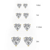 Heart-Shaped Solitaire Stud Earrings (with Screw)