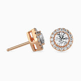 Radiant Halo Diamond Stud Earrings (with Screw)