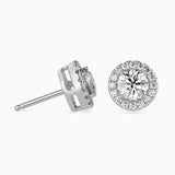 Radiant Halo Diamond Stud Earrings (with Screw)