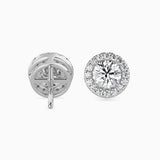 Radiant Halo Diamond Stud Earrings (with Screw)