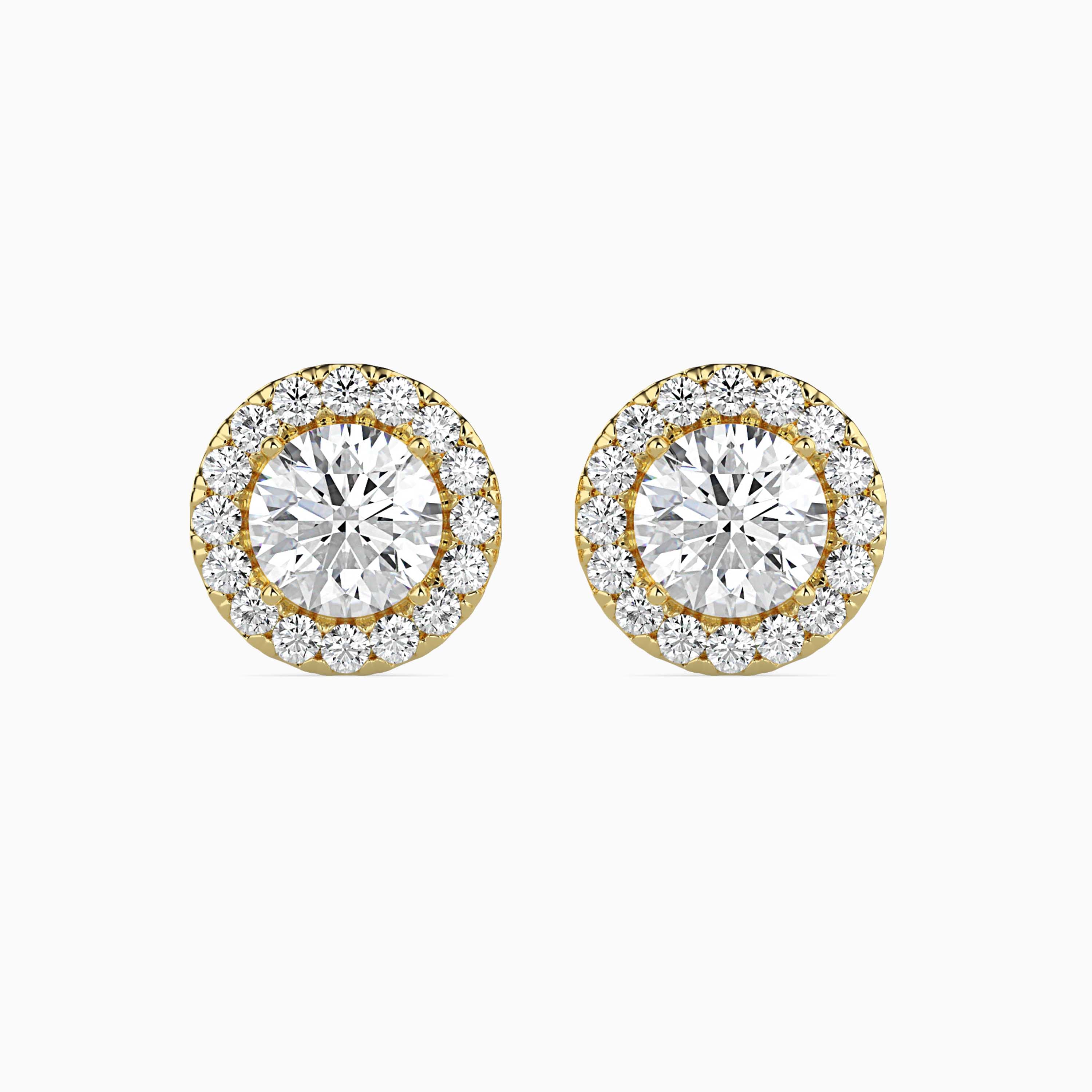 Radiant Halo Diamond Stud Earrings (with Screw)