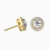 Radiant Halo Diamond Stud Earrings (with Screw)