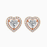 Sparkling Heart Halo Stud Earrings (With Screw)