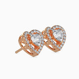 Sparkling Heart Halo Stud Earrings (With Screw)