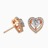 Sparkling Heart Halo Stud Earrings (With Screw)