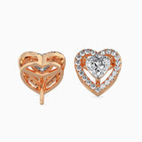 Sparkling Heart Halo Stud Earrings (With Screw)