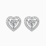 Sparkling Heart Halo Stud Earrings (With Screw)