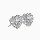 Sparkling Heart Halo Stud Earrings (With Screw)